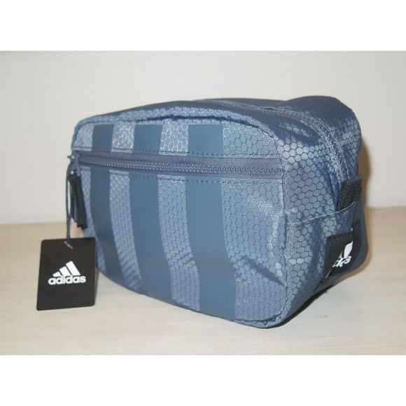 adidas LP6255 Men's Onix Gray Striped Zippered Toiletry Kit - Picture 4 of 10